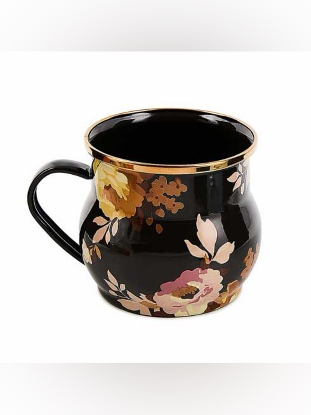 MacKenzie-Childs Floral Enamel Mug in Wild Rose Brown